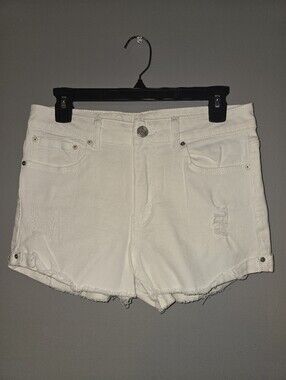 Indigo Rein White Distressed Denim Shorts